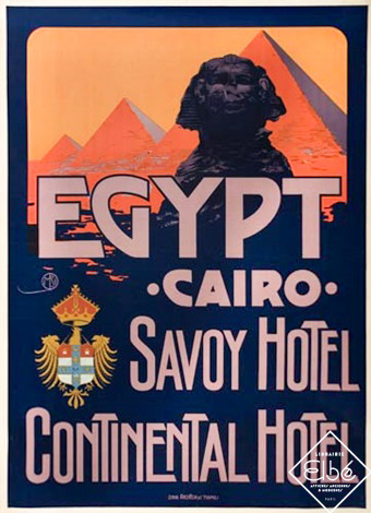 Affiche pour les Savoy et Continental Hotels signée M. Borgoni vers 1925