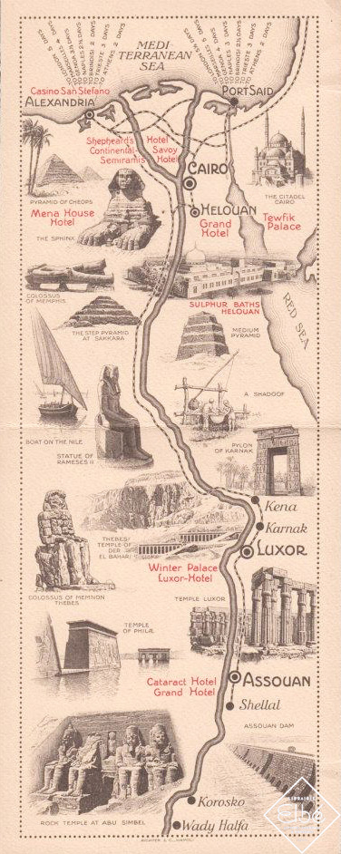 Carte touristique d'Egypte circa 1930