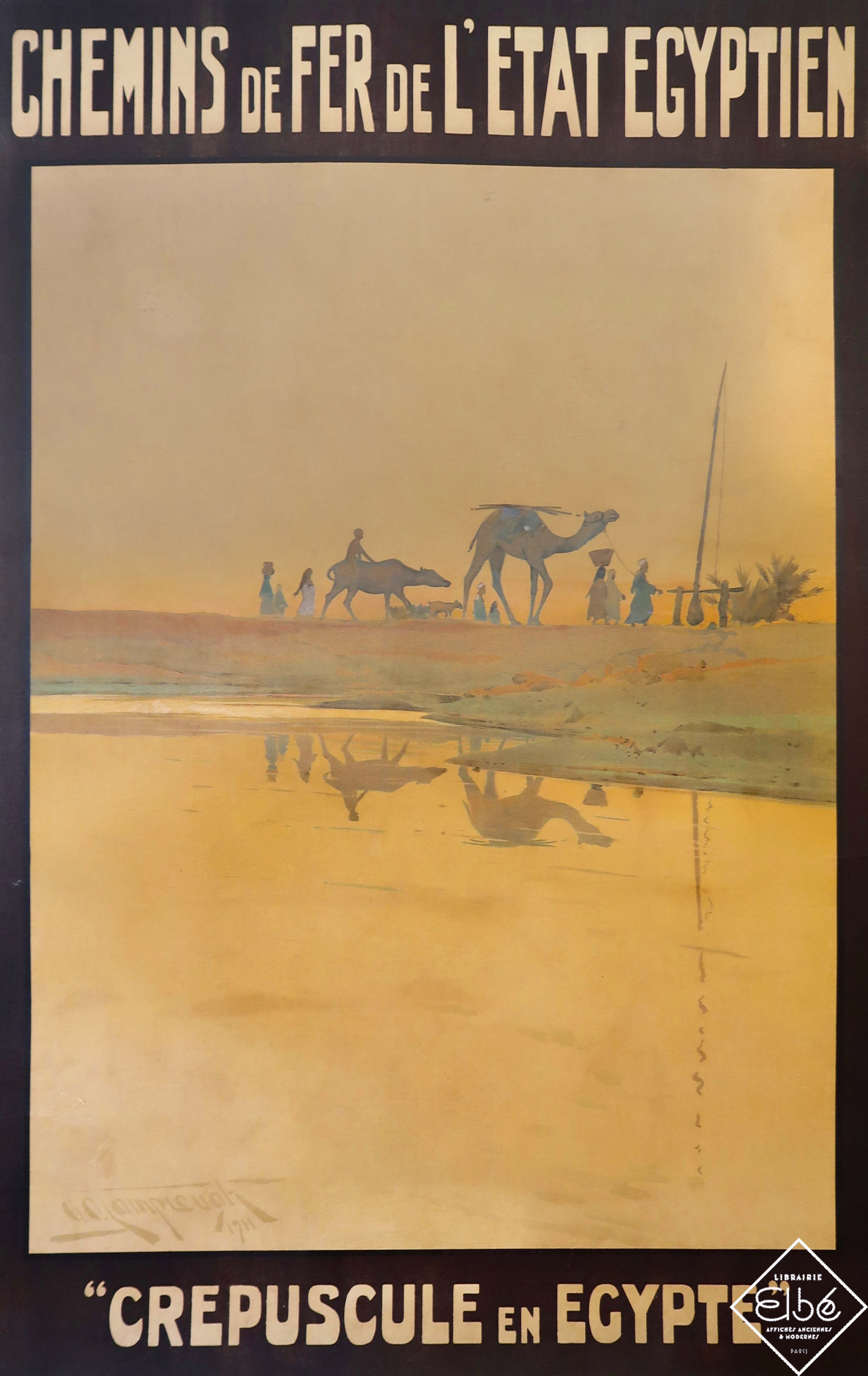 Affiche ancienne Crépuscule en Egypte